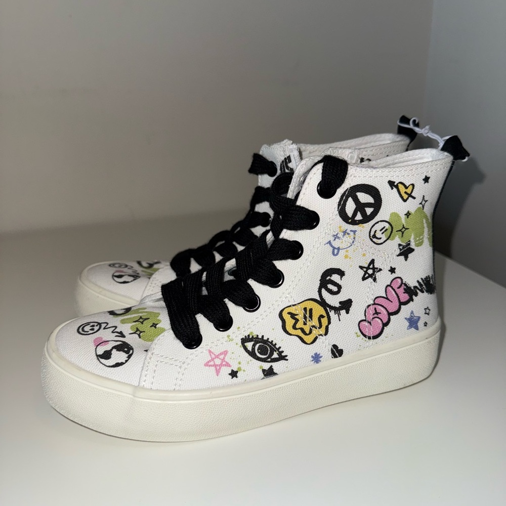 White Kid’s High-Top Sneakers